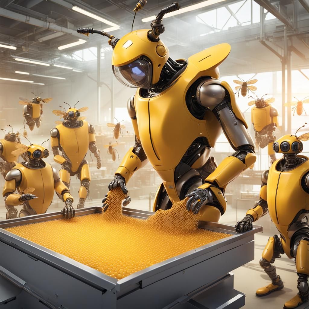Futuristic Bee-Human Hybrids Making Honey