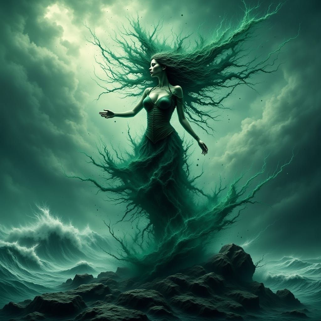 Elemental Fae Witch of the Volatile Green Sea