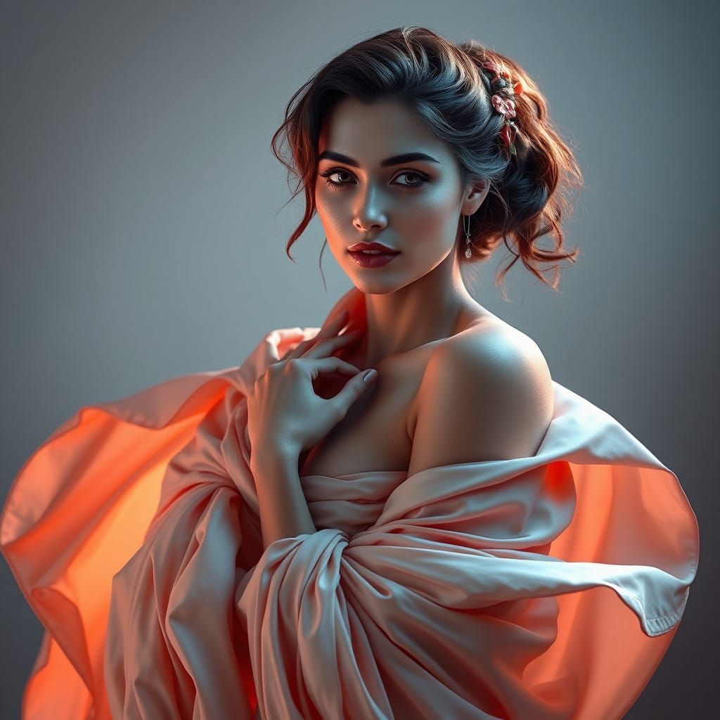 Elegant Woman in Soft Luxurious Surrounds