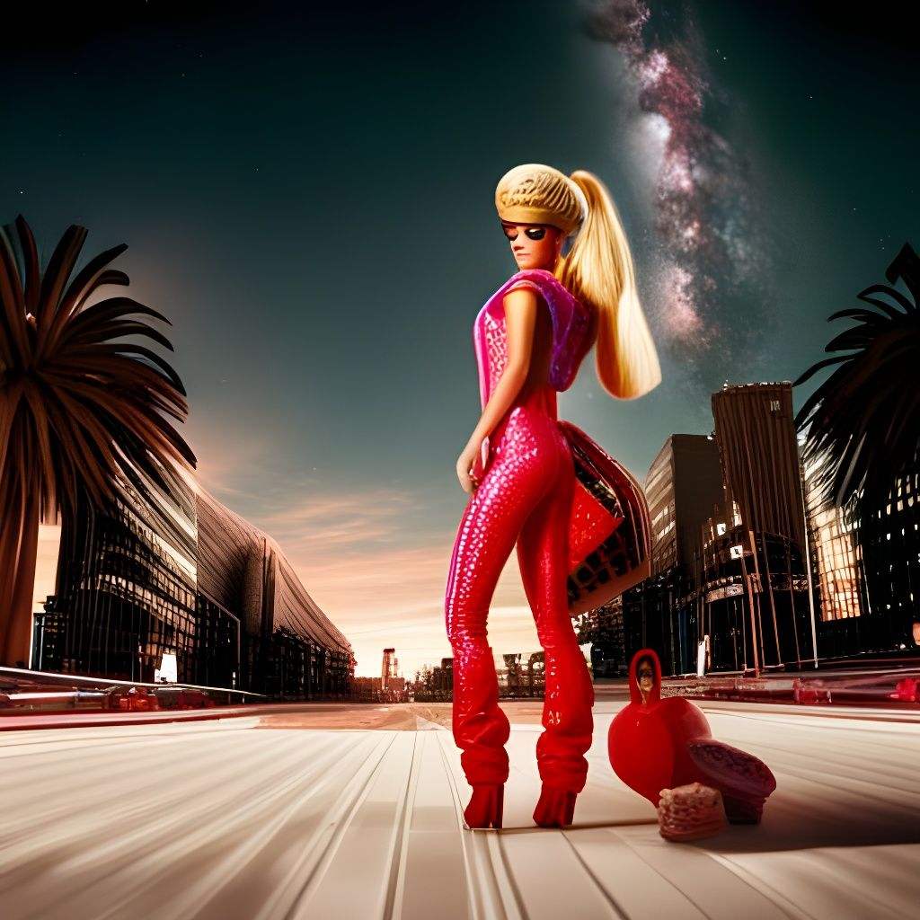 Cyberpunk Barbie Paris Hilton Under Starry Sky