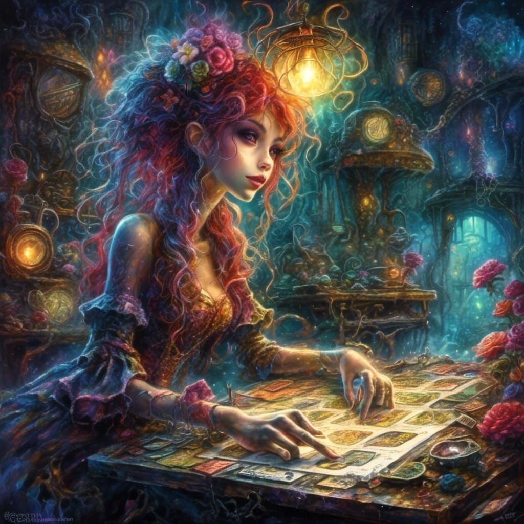 Surreal Glamour: Abstract Watercolor with Filigree Details