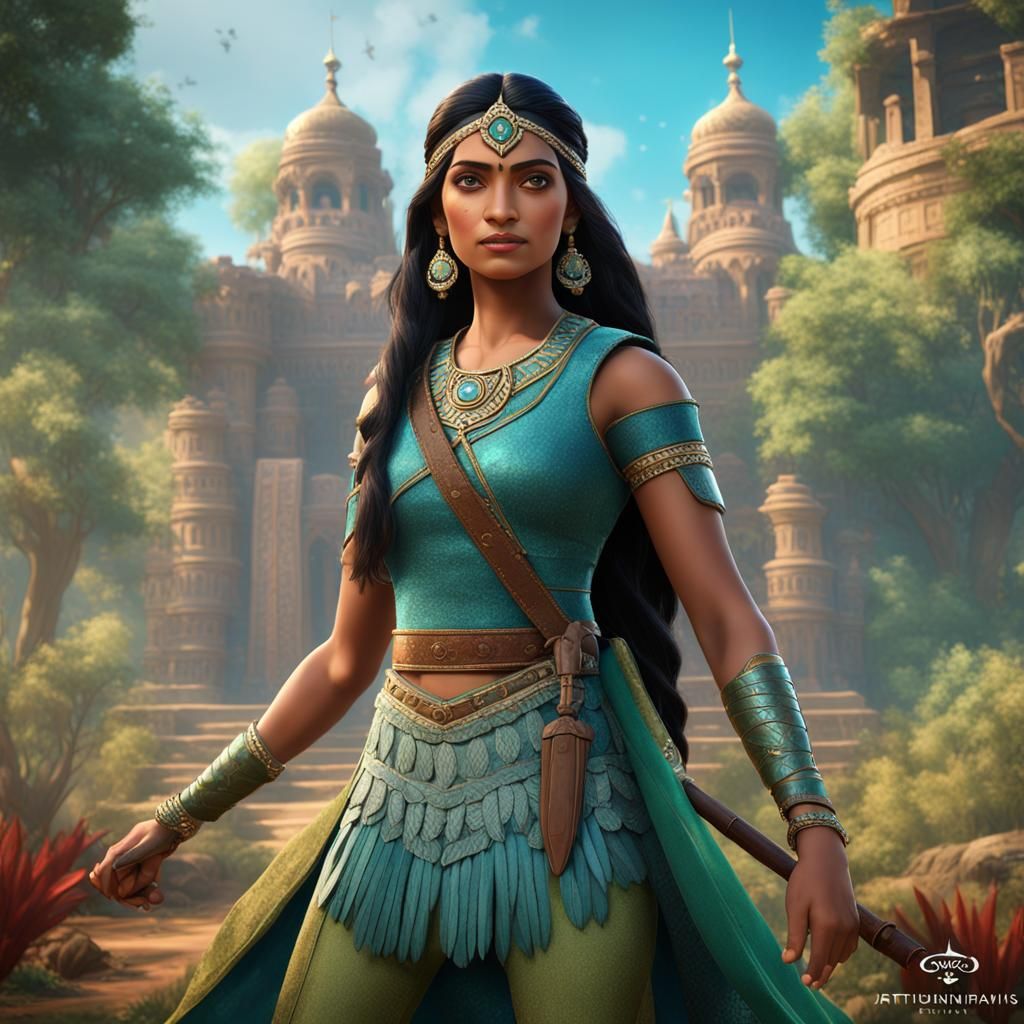 Pocahontas as Punjab Soldier in Detailed Matte Painting