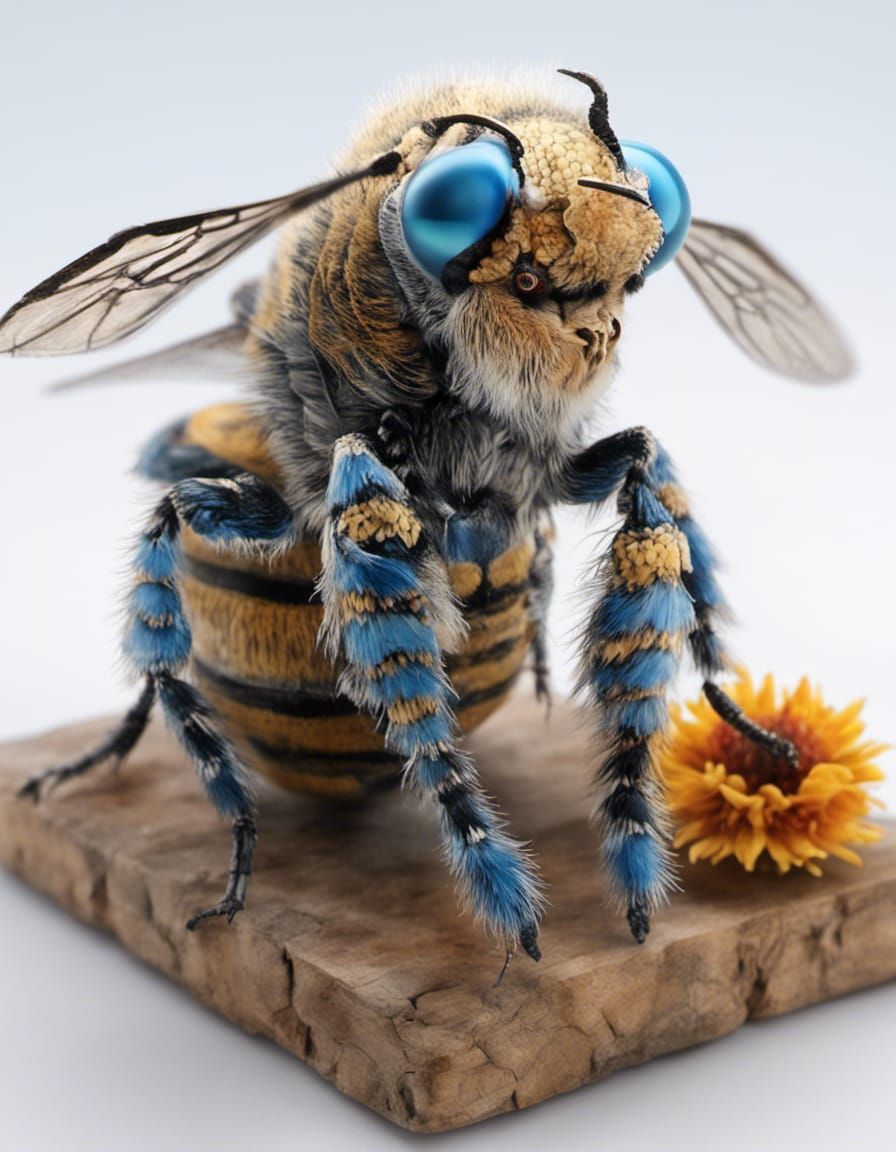 Blue Banded Bee with Waratah in 3D Shading