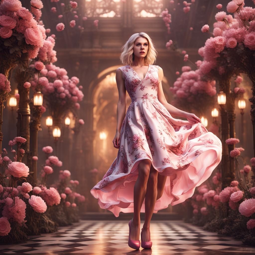 Girl in Pink Frock: Fantasy Concept Art