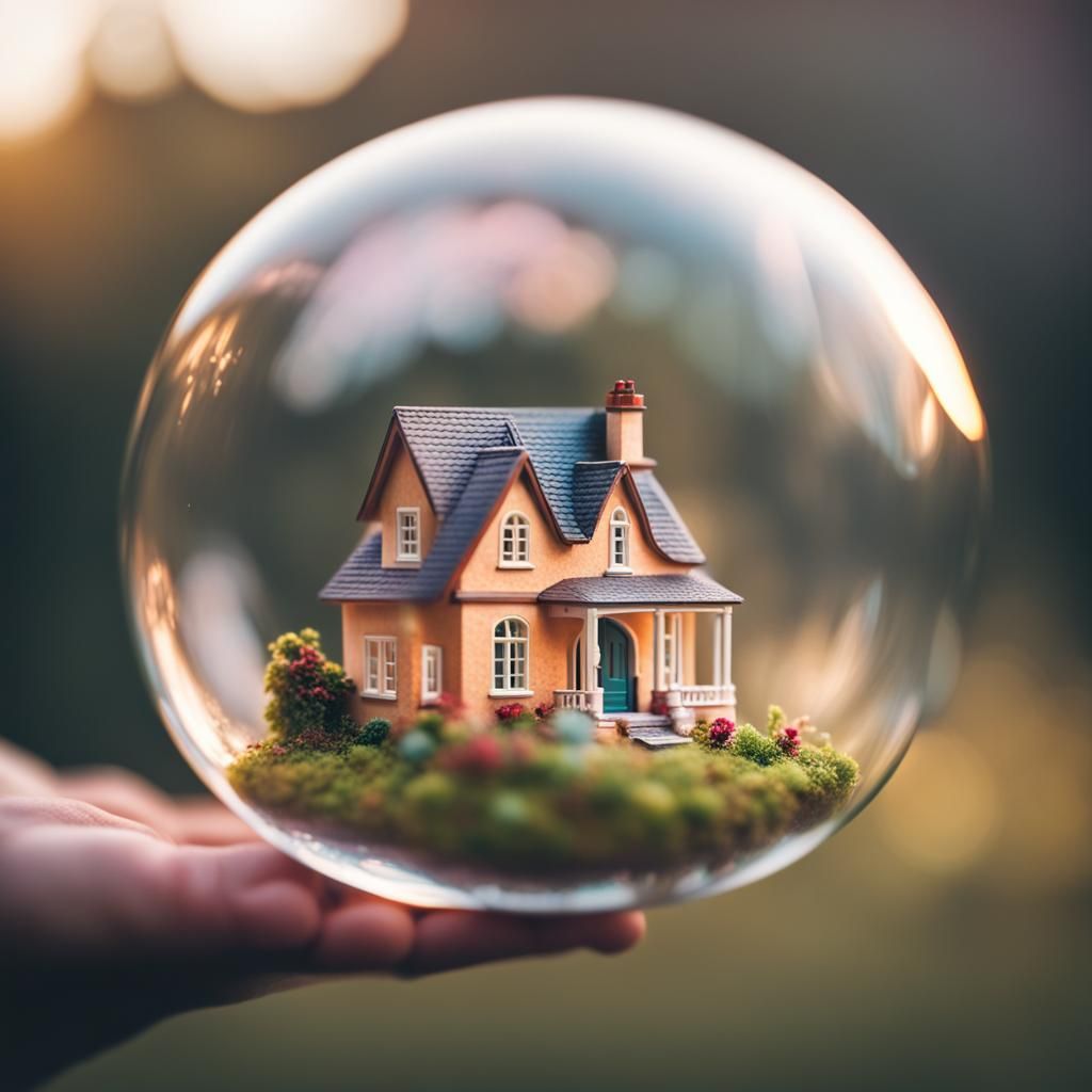 Miniature Dream House in Glass Bubble