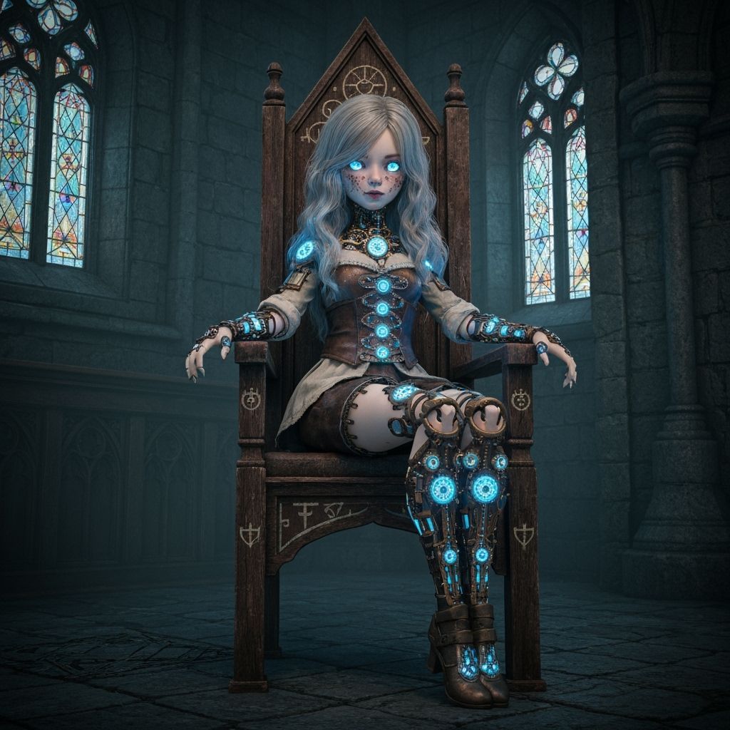Clockwork Doll with LED Lights in Spooky Castle
