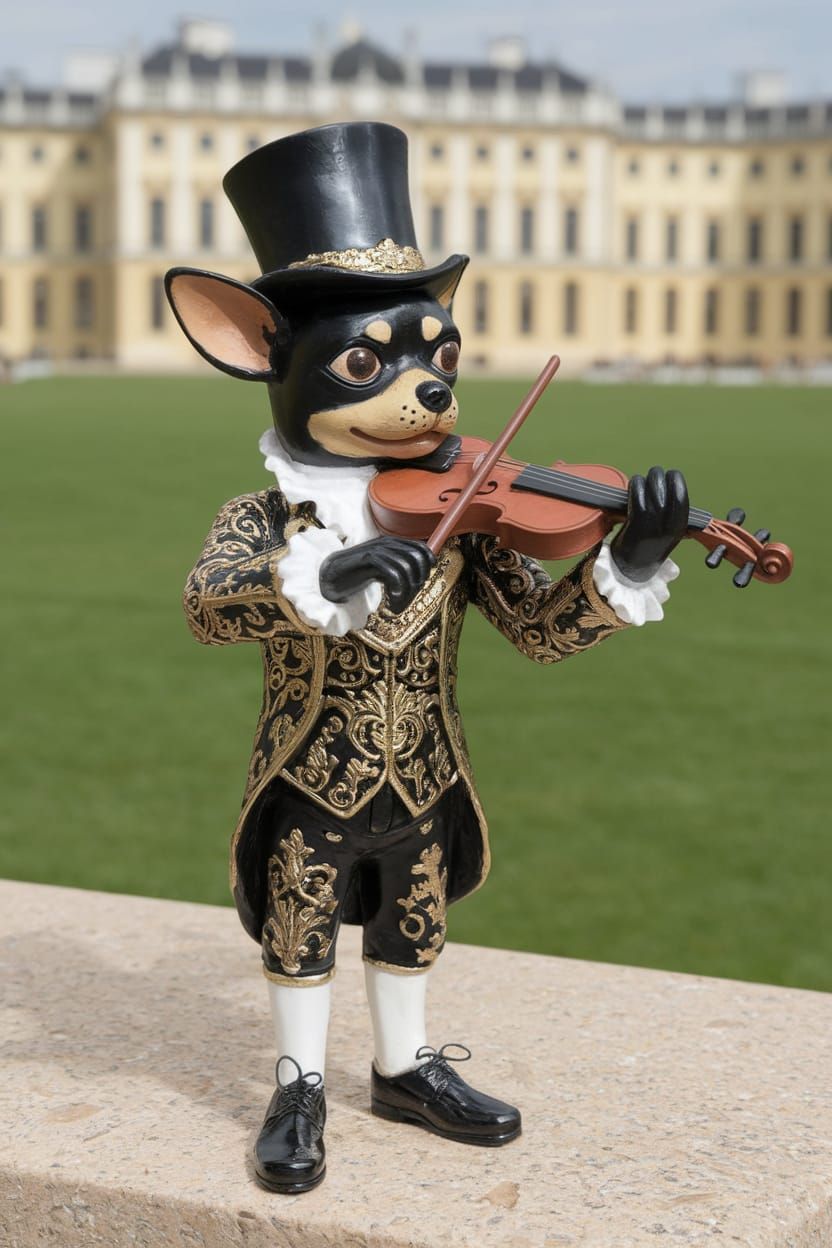 Anthropomorphic Chihuahua Plays Violin Outside Schönbrunn Ca...