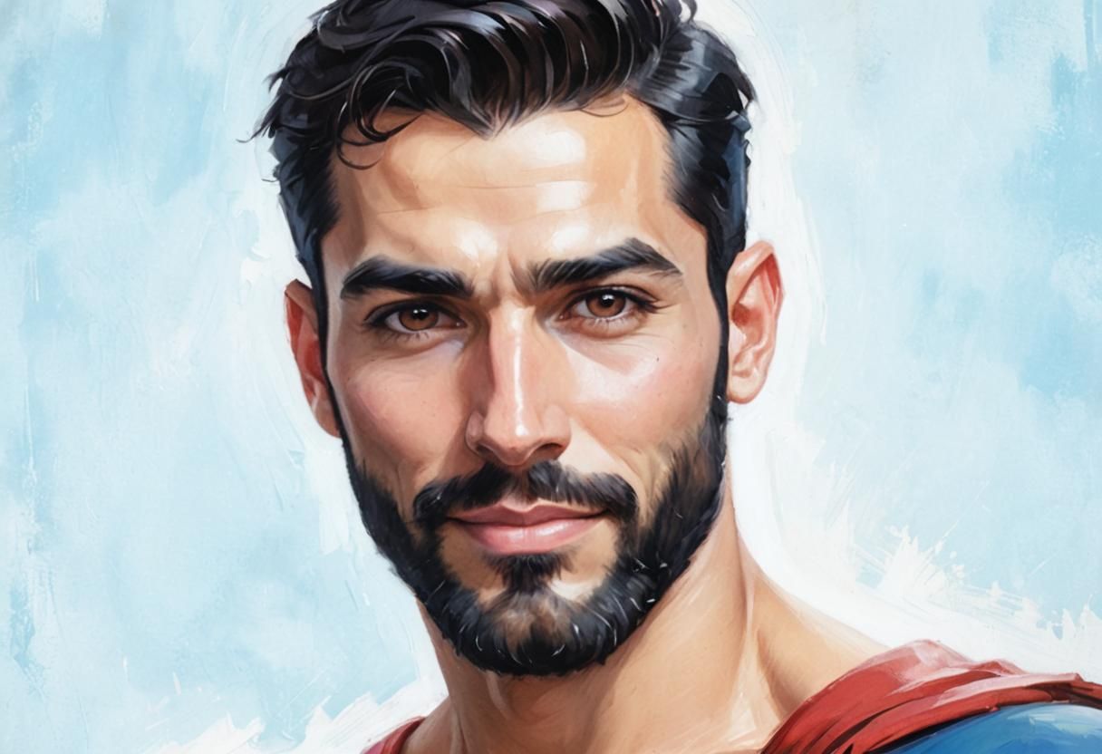 Arab Superman God: Impressionist Portrait in Heaven