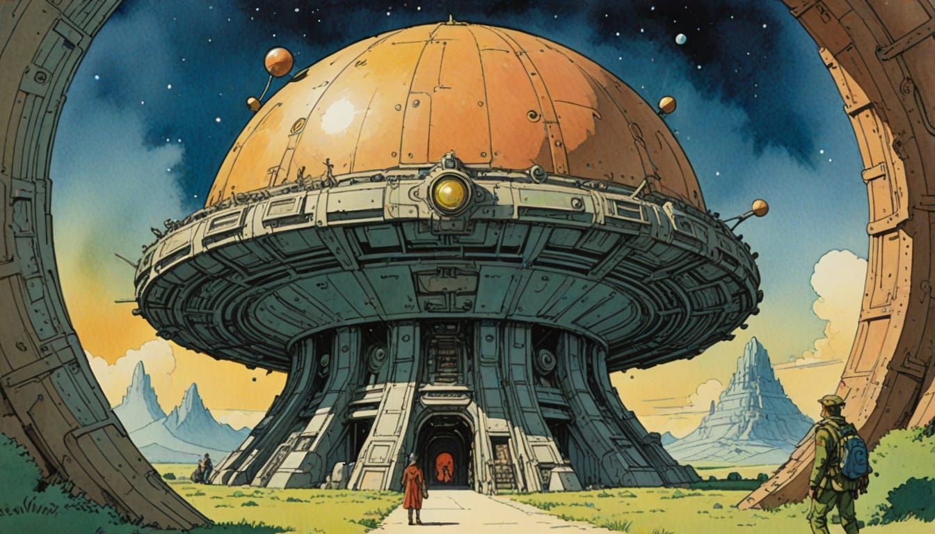 Whimsical Cosmic Portal in Dreamy Watercolor Style