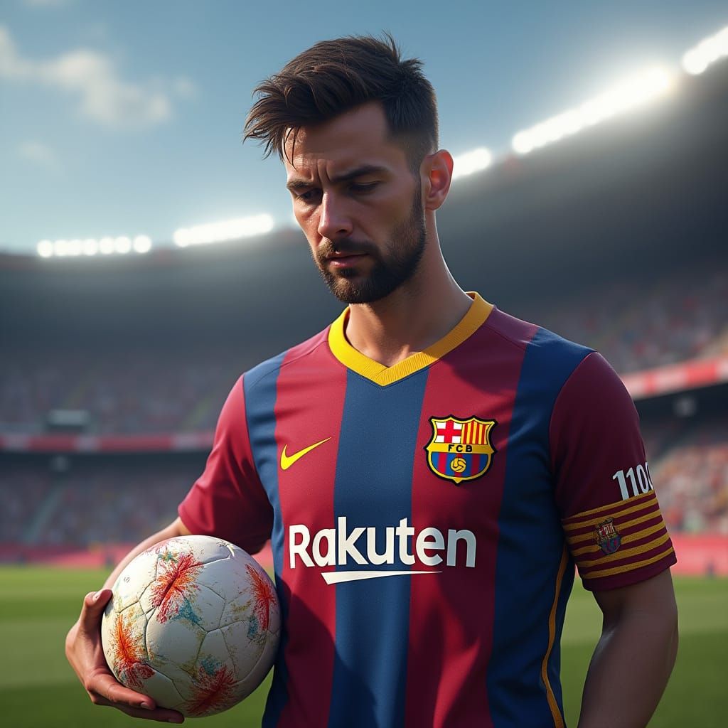 Disappointed Referee Surrounded by Barcelona Glory and Chaos