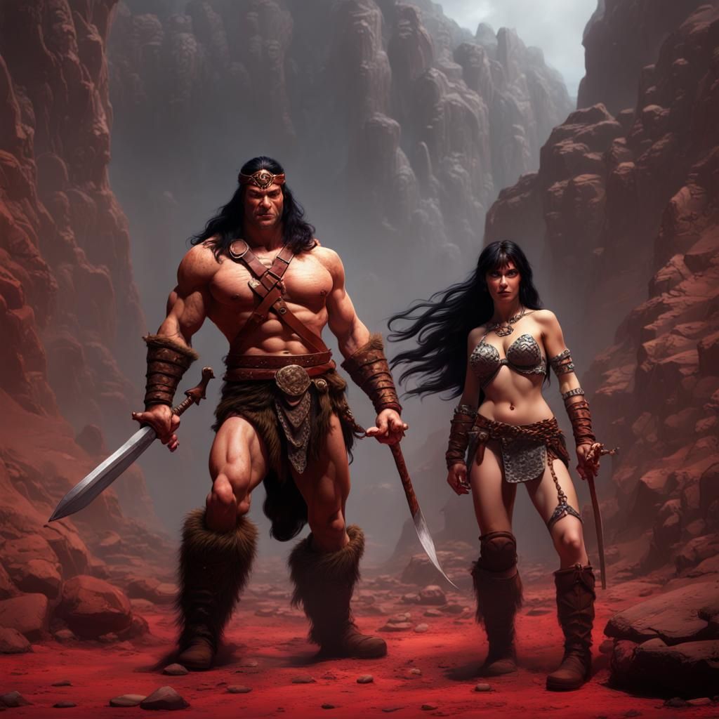 Conan and Red Sonja: Frazetta-Style Fantasy Art