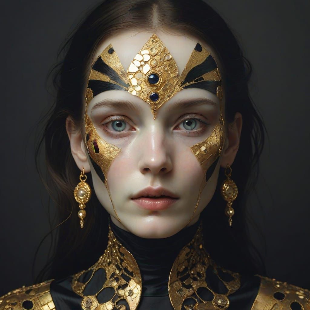 Gilded Portrait of a Woman in the Style of Gustav Klimt