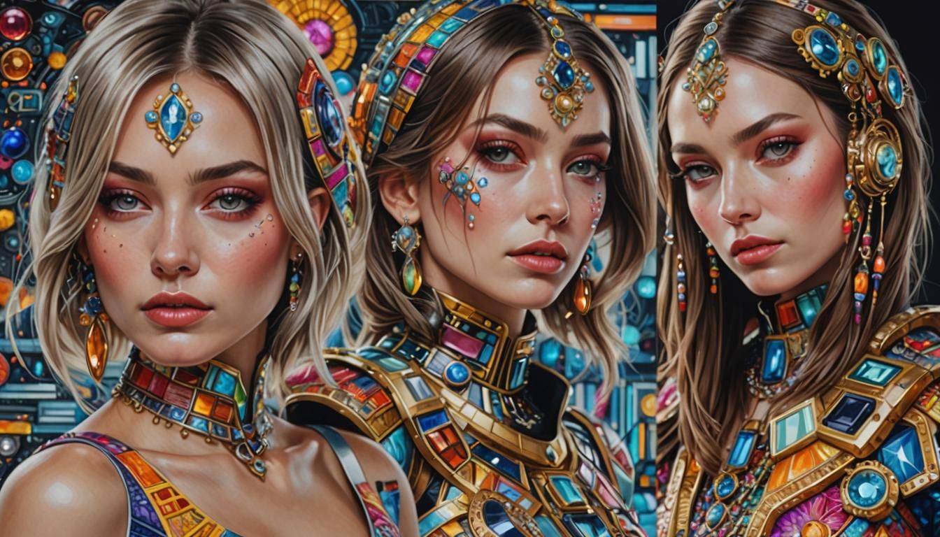 Hyperrealistic Portrait of Woman in Futuristic Clothing