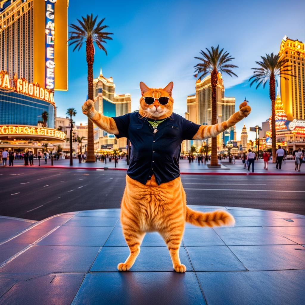 Orange Cat at Las Vegas Strip