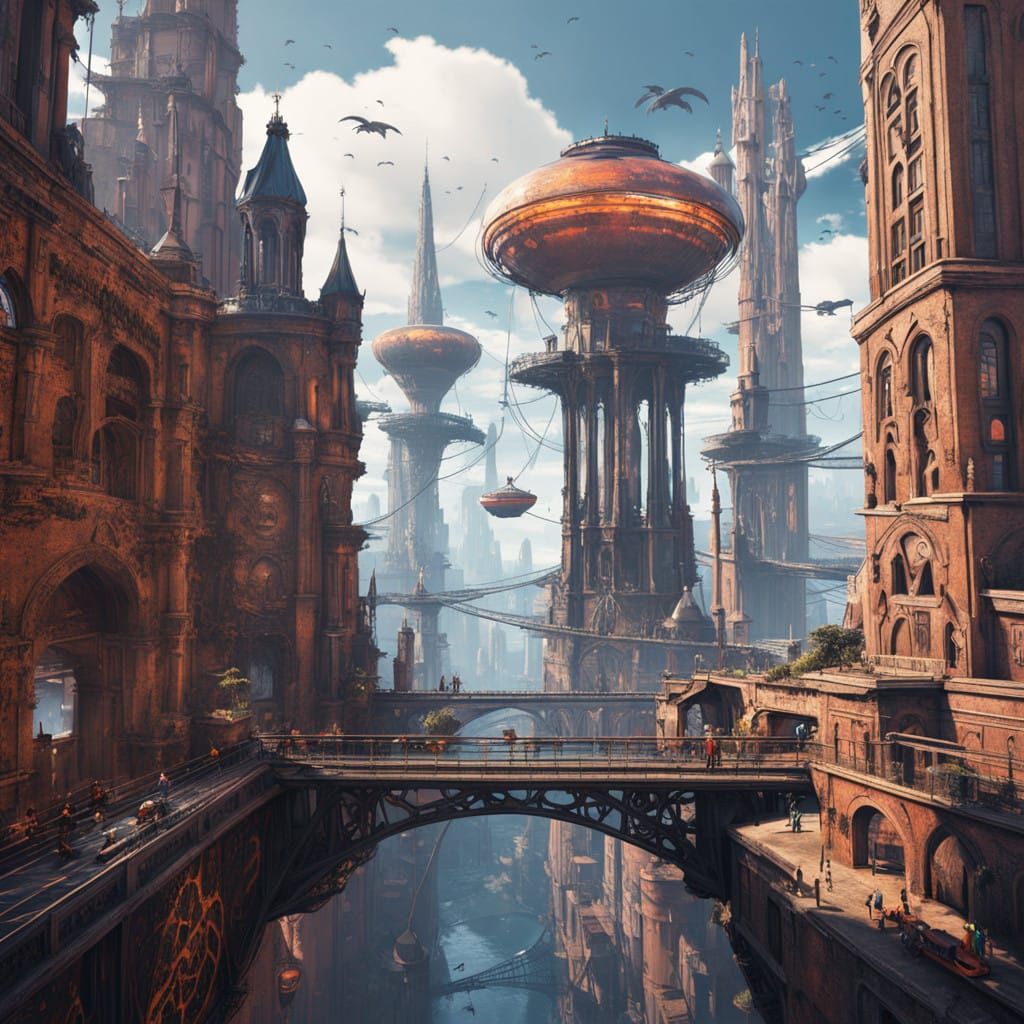 Ethereal Urban Oasis in Cyberpunk Futurism