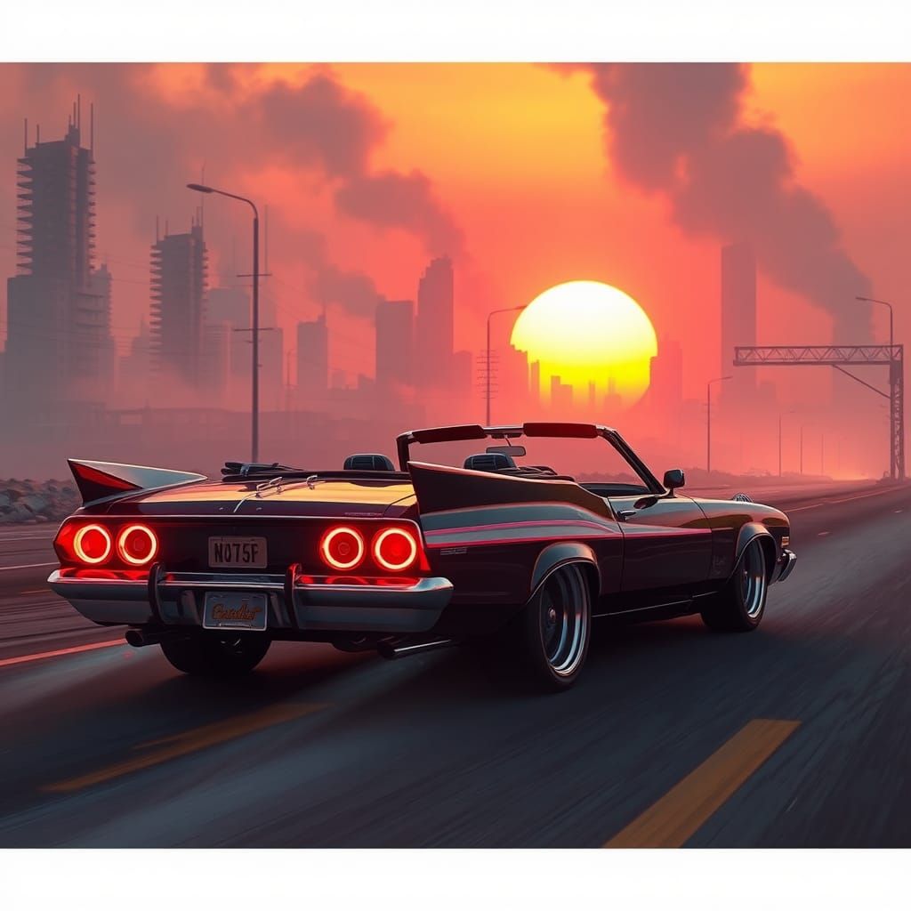 Post apocalypse synthwave 1970’s low rider lowrider converti...