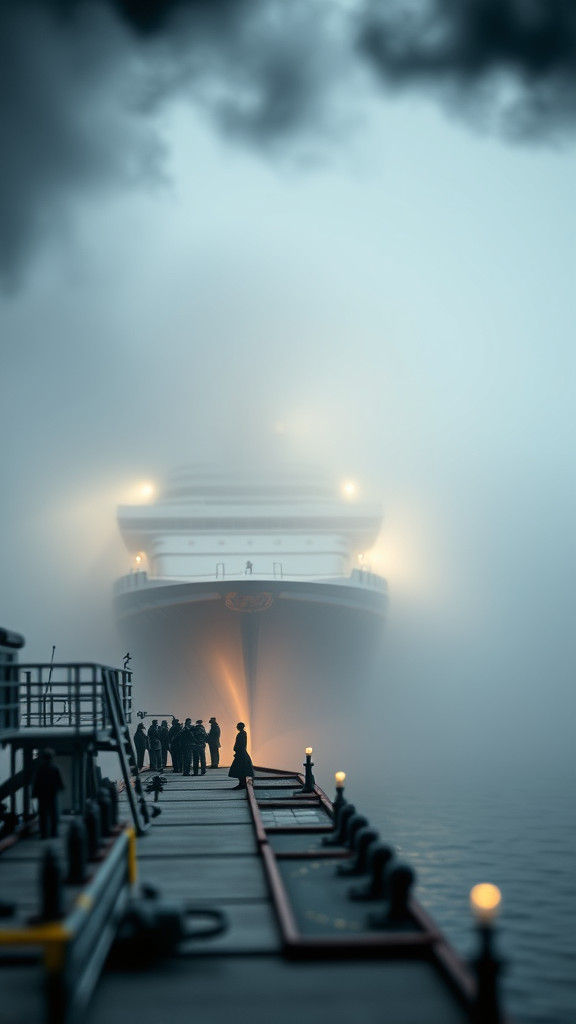 Miniature Ocean Liner Dock in Fog, ABS Plastic