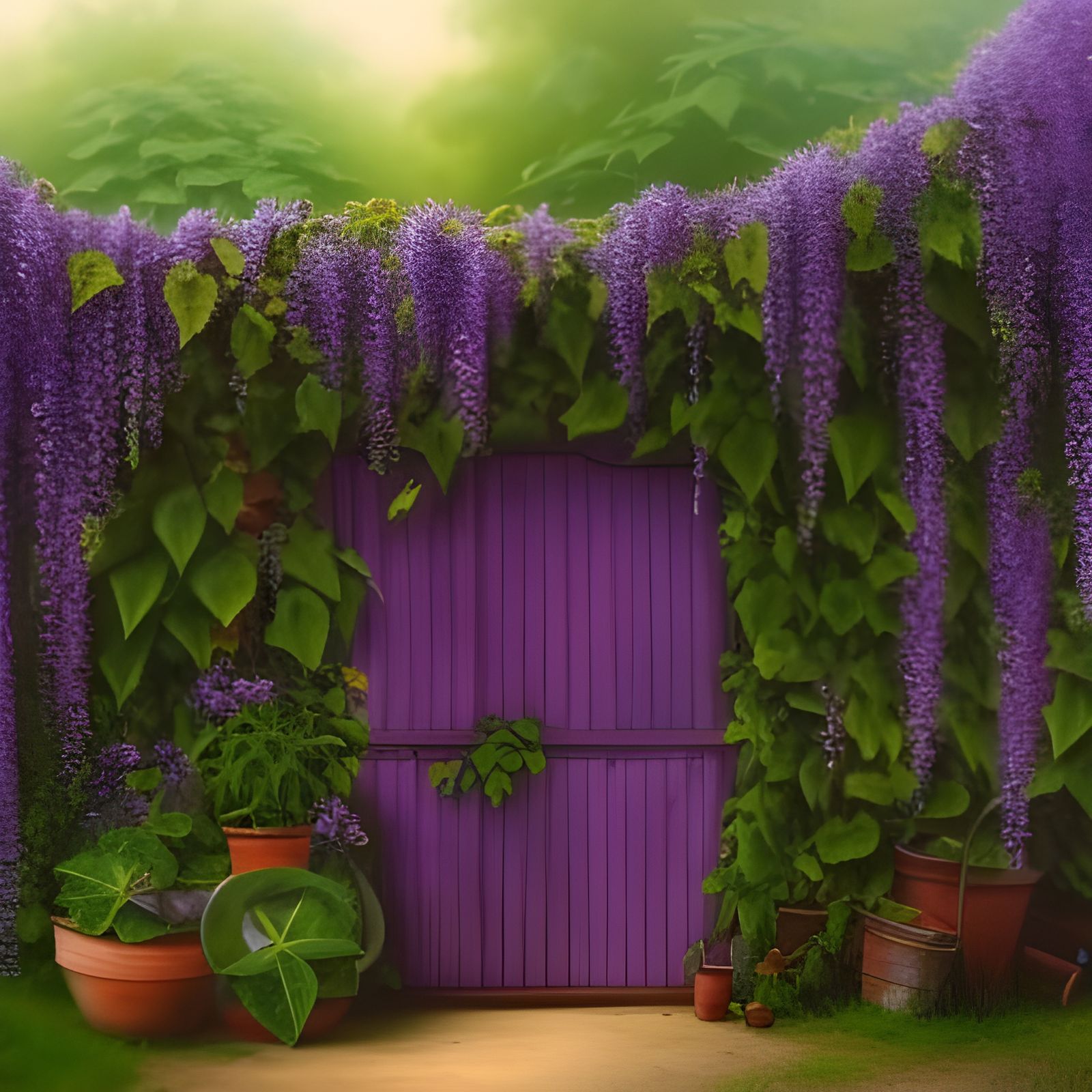 Ivy-Wrapped Garden Shed in a Maximalist Style