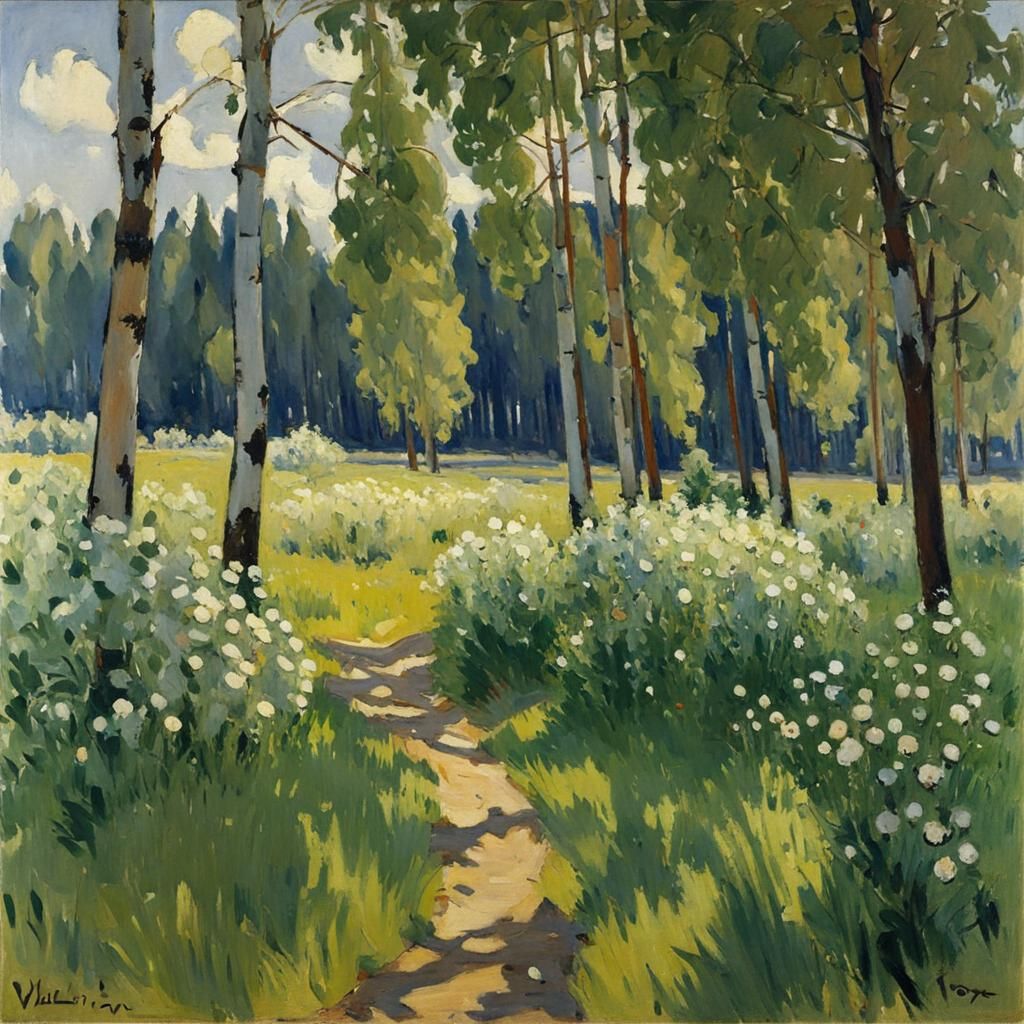 Idyllic Summer Landscape in Impressionist Style