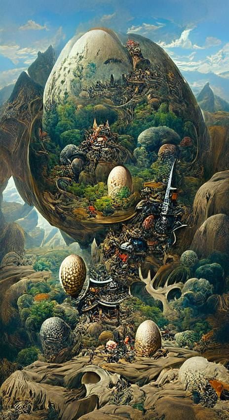 Barbarian's Egg in a Surreal Landscape