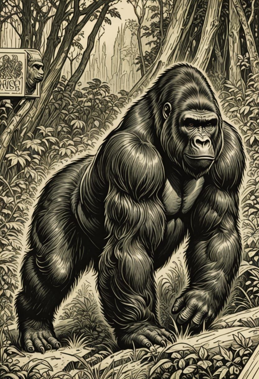 16th Century Style Gorilla Portrait in Comic Book Art
