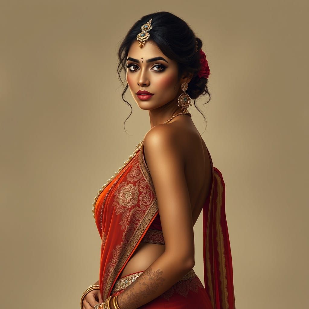 Hyper Realistic Indian Beauty in Elegant Saree