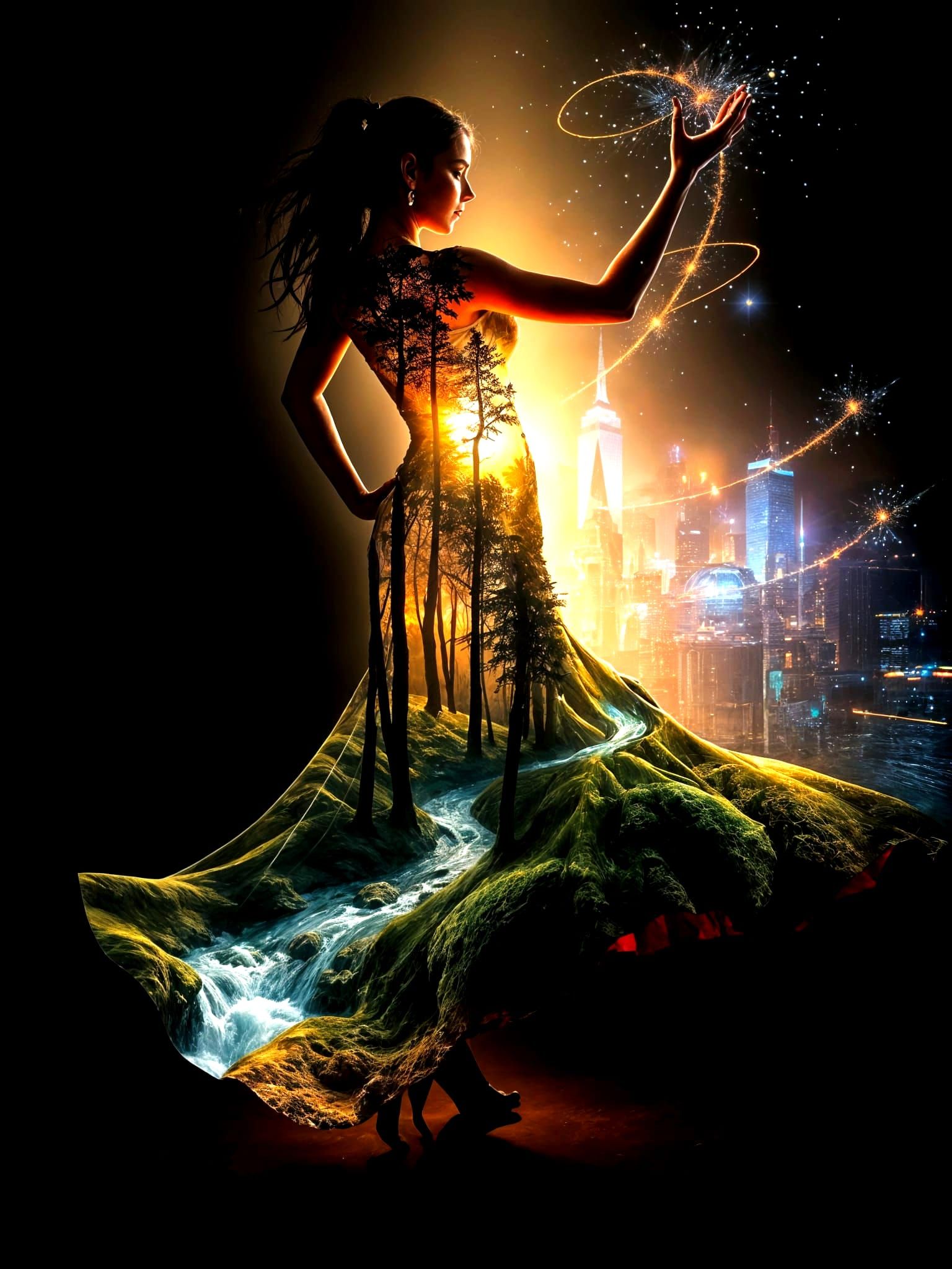 Flamenco Dancer: Triple Exposure Digital Painting