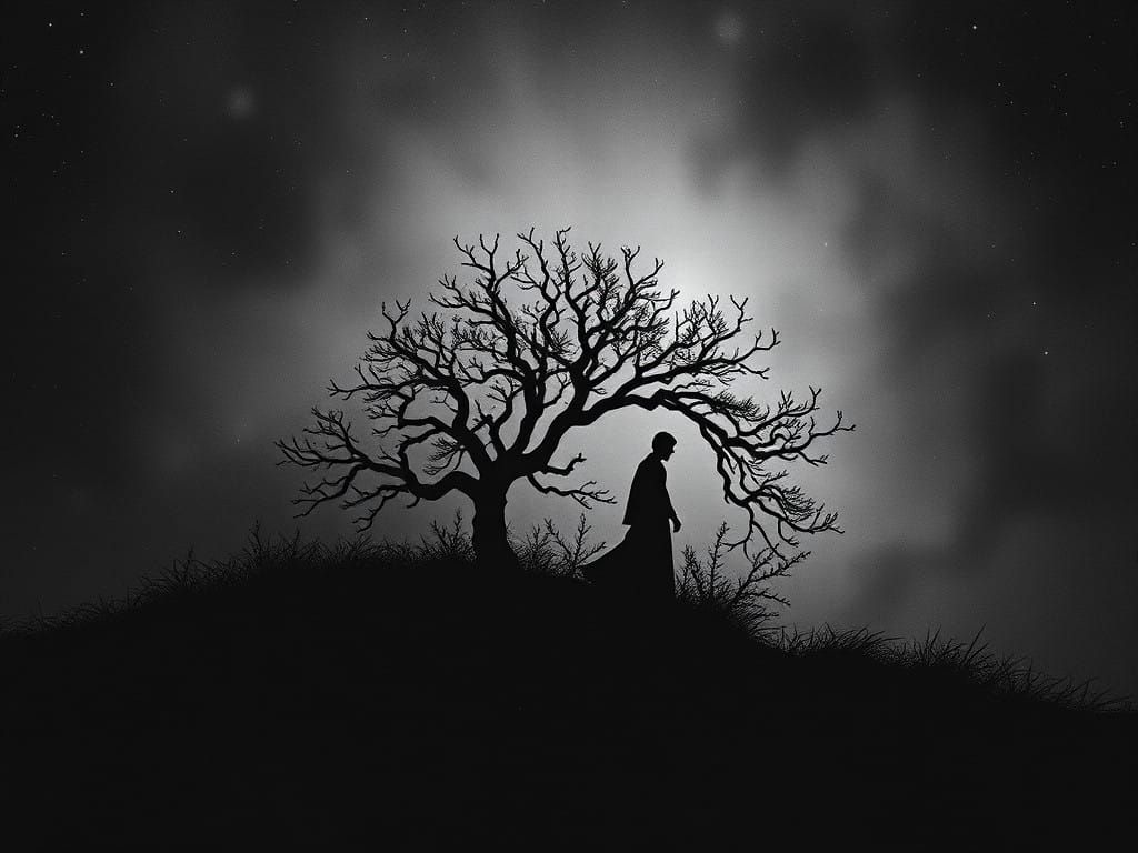 Mysterious Melancholy Landscape in Moody Lighting