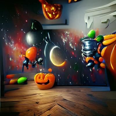 Astronaut Trick or Treating in Space
