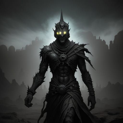 Evil Djinn in Desolate Desert Canyon