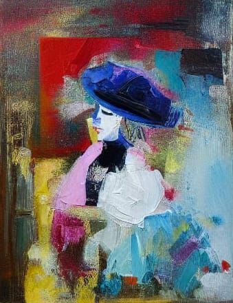Abstract Oil Painting of a Woman in a Moment of Repose
