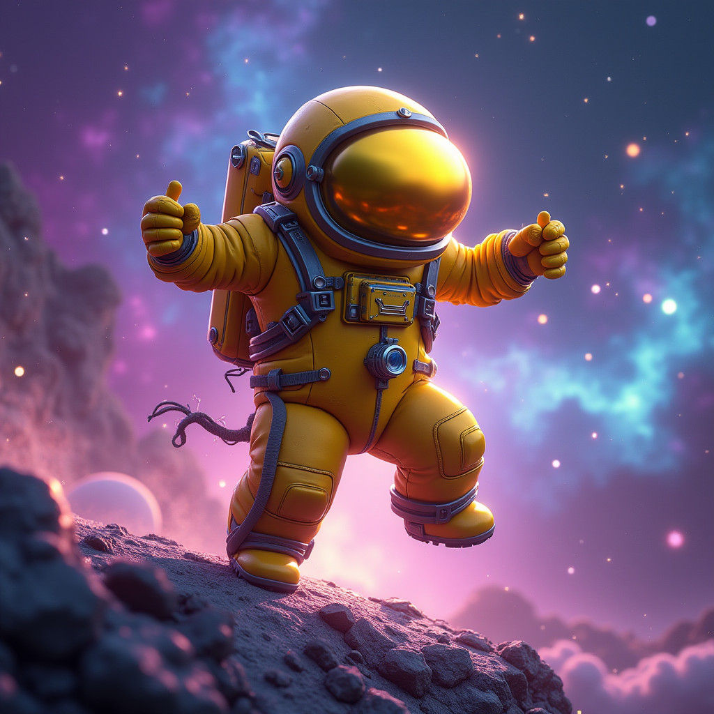 Among Us Character Twerking in Galactic Scene