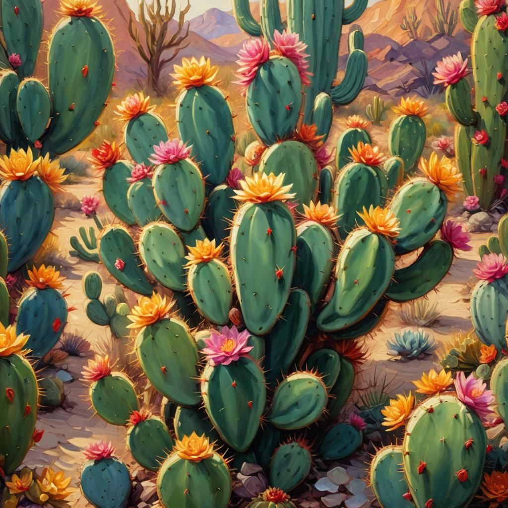 Cactus Heart in a Neo-Impressionistic Desert