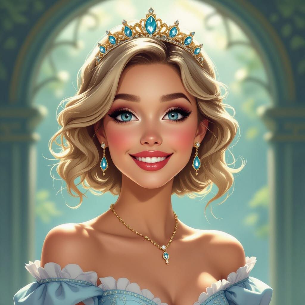 Elegant English Princess Portrait in Art Nouveau Style