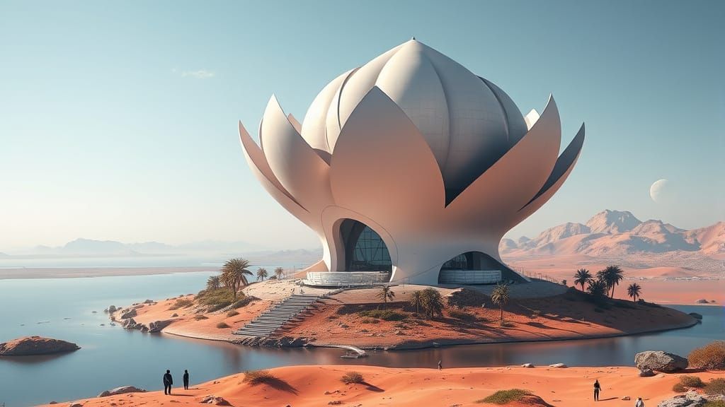 Futuristic Martian Oasis in Bloom