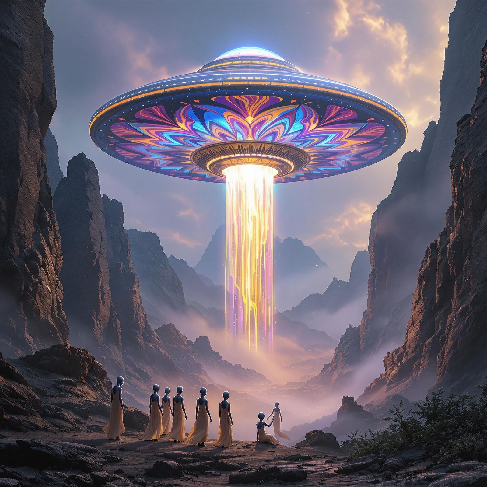 Ethereal UFO Majesty in a Surrealist Landscape