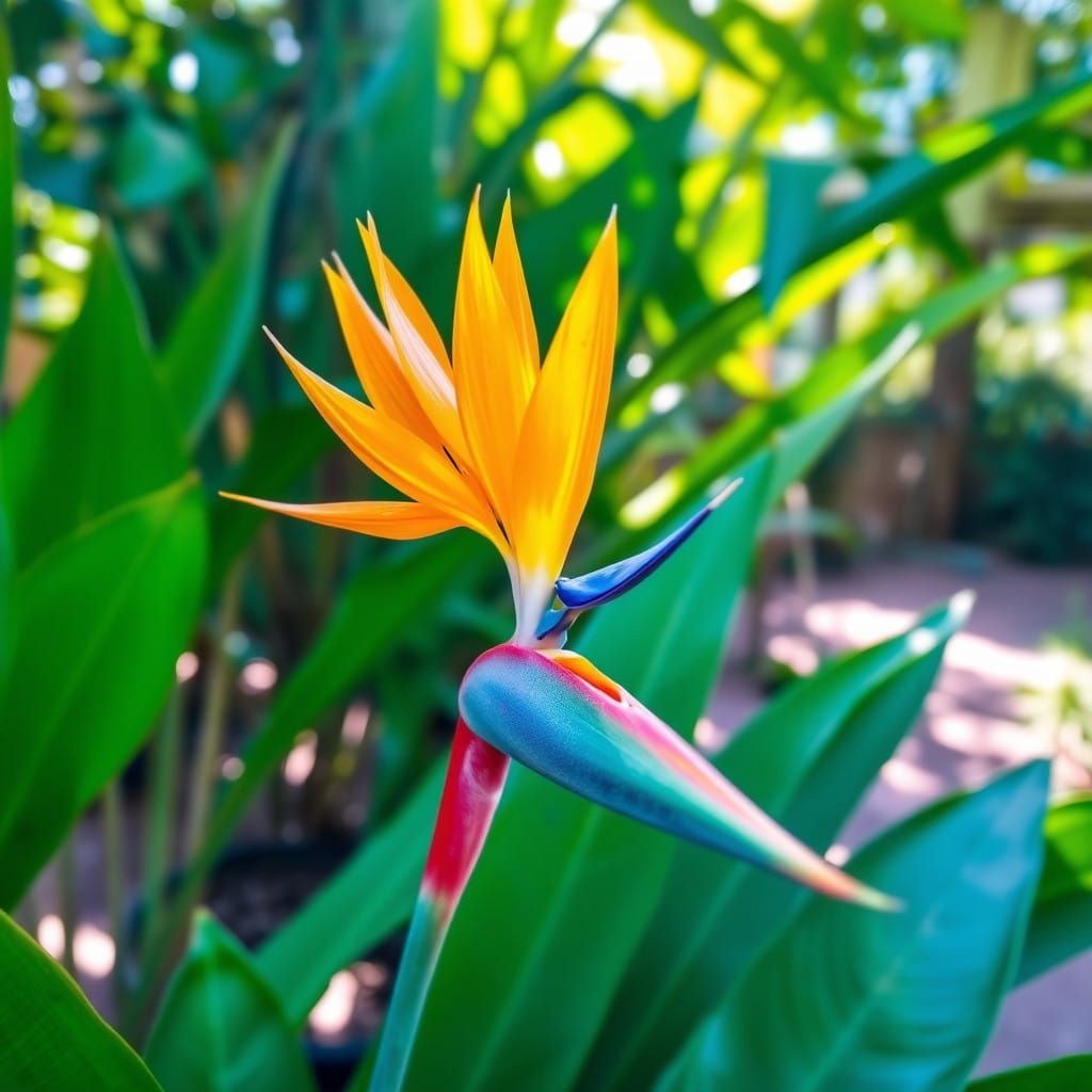 Exotic Bird-of-paradise in Tropical Bloom