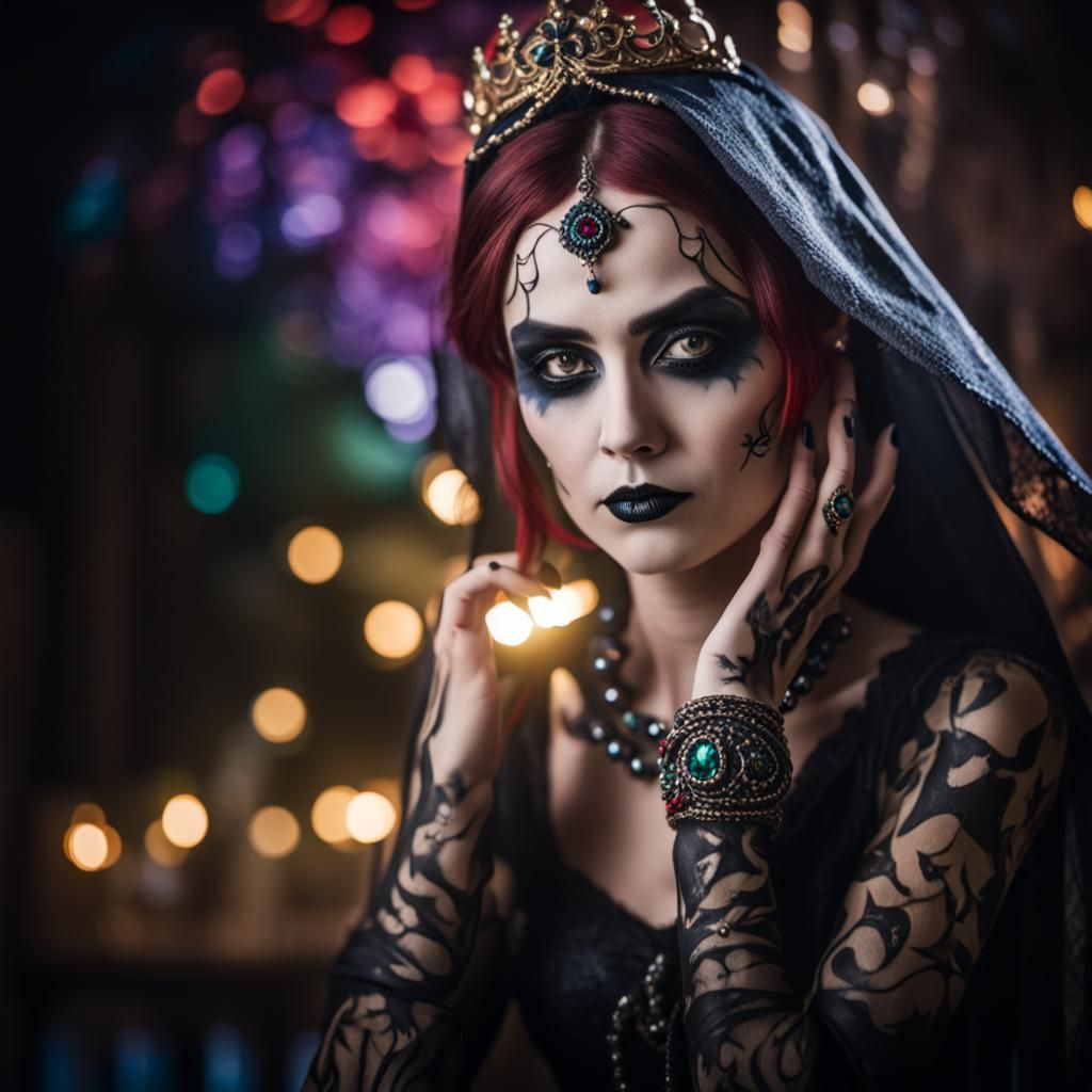 Gothic Lady with Jewelry in Professional Photography Style