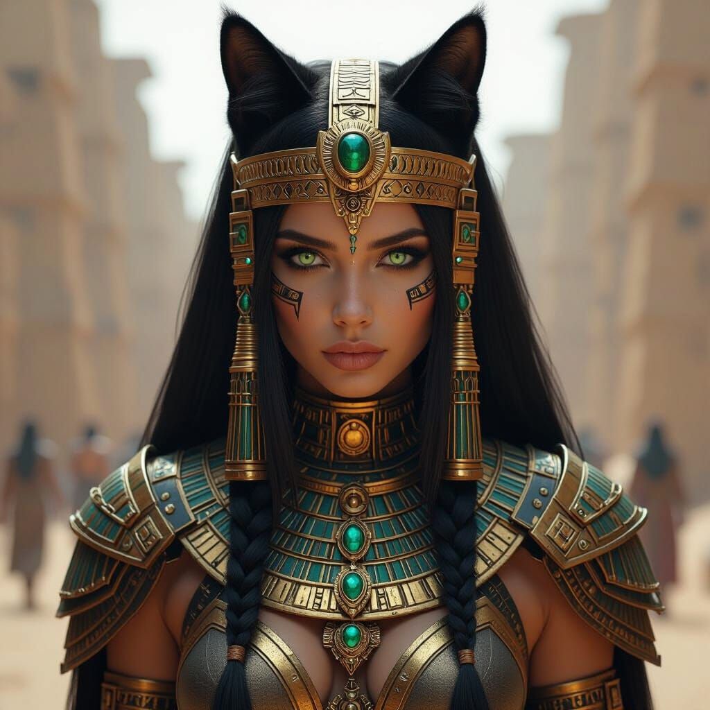 Egyptian Goddess Bast Sci-Fi Warrior in Armor