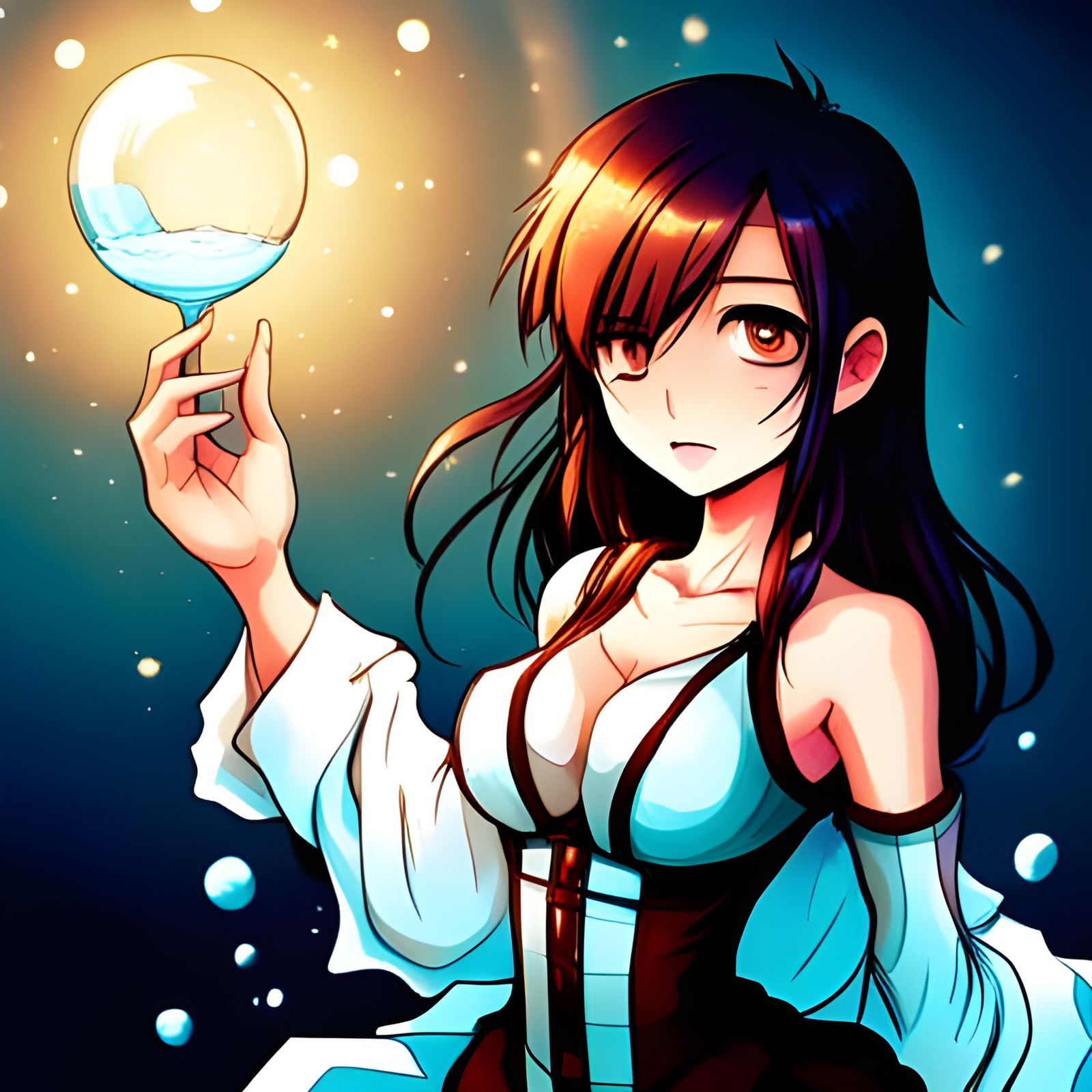 Liquid Water Woman in Manhwa Style