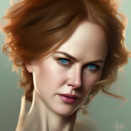 Hyperdetailed Portrait of Nicole Kidman as Art Nouveau