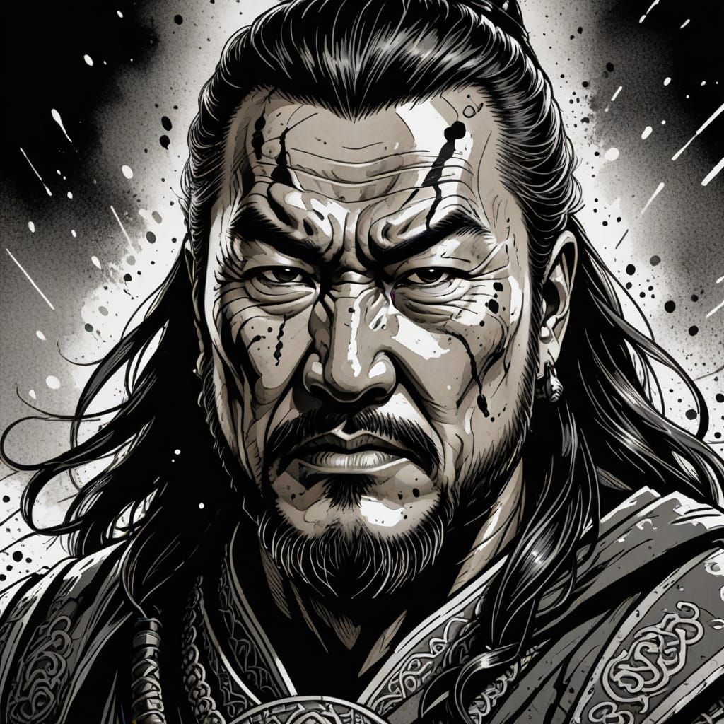 Genghis Khan in Comic Book Illustration Style