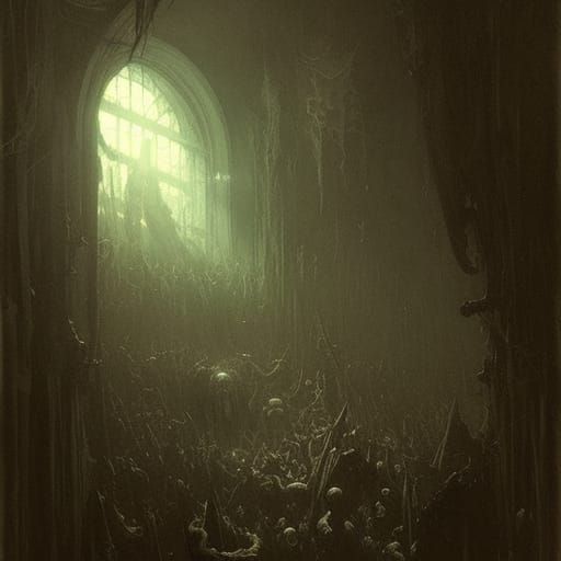 Nightmarish Horror Monster in Engraving Style