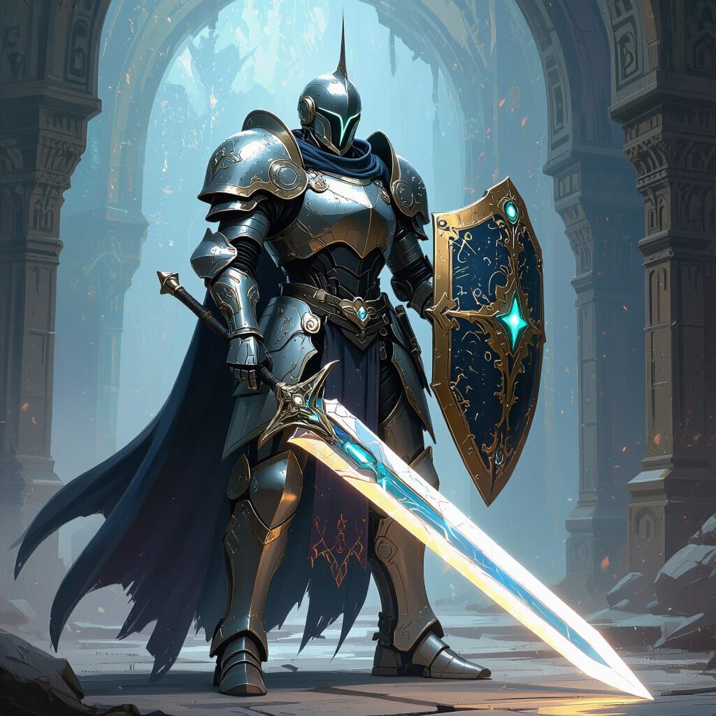 Robotic Holy Knight in Ornate Armor