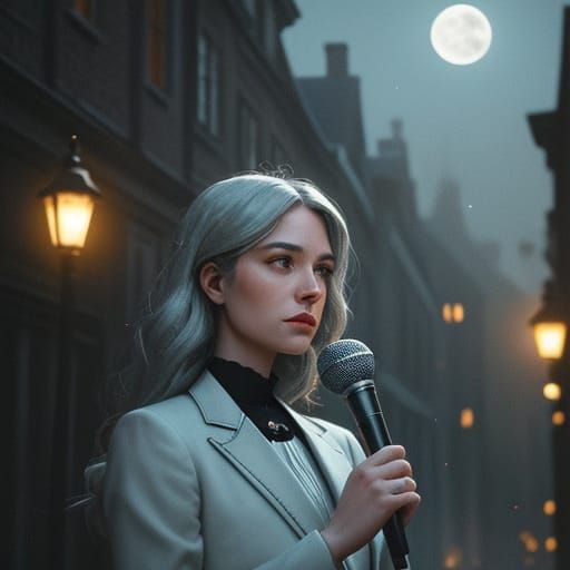 Vintage Singer Under Moonlight: A Cinematic Portrait