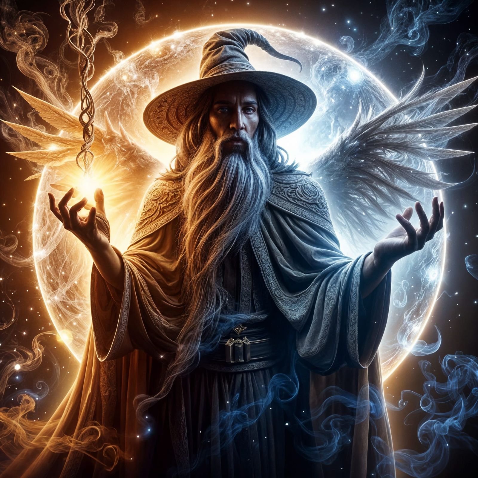 Benevolent Demon Inside Wizard: Fantasy Painting