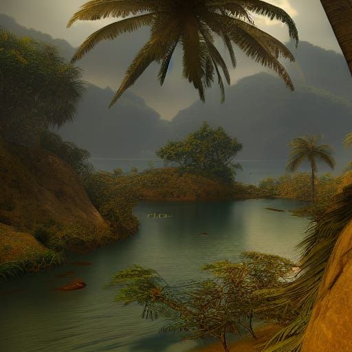 Fantastical River Beach Matte Painting in Sierra Leone