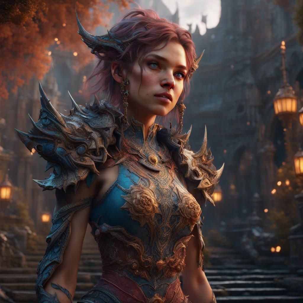 Fantastical Girl in Detailed Matte Painting