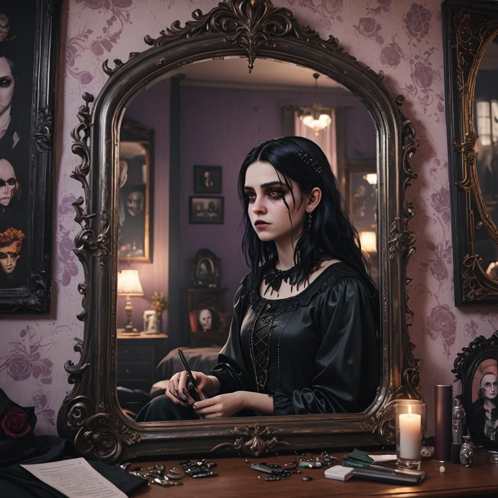 Goth Teenager's Mirror Reveals a Happier Future