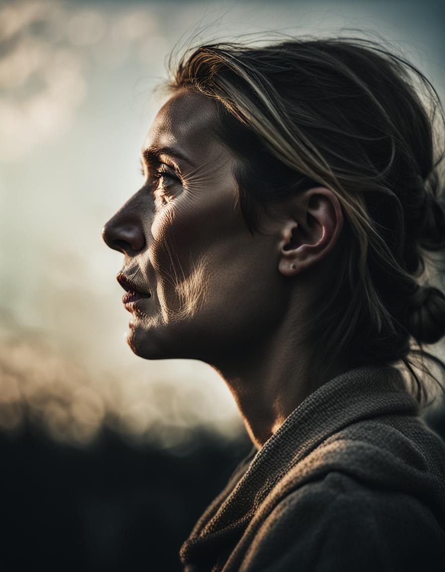 Woman Gazing Skyward: Professional Photography Style